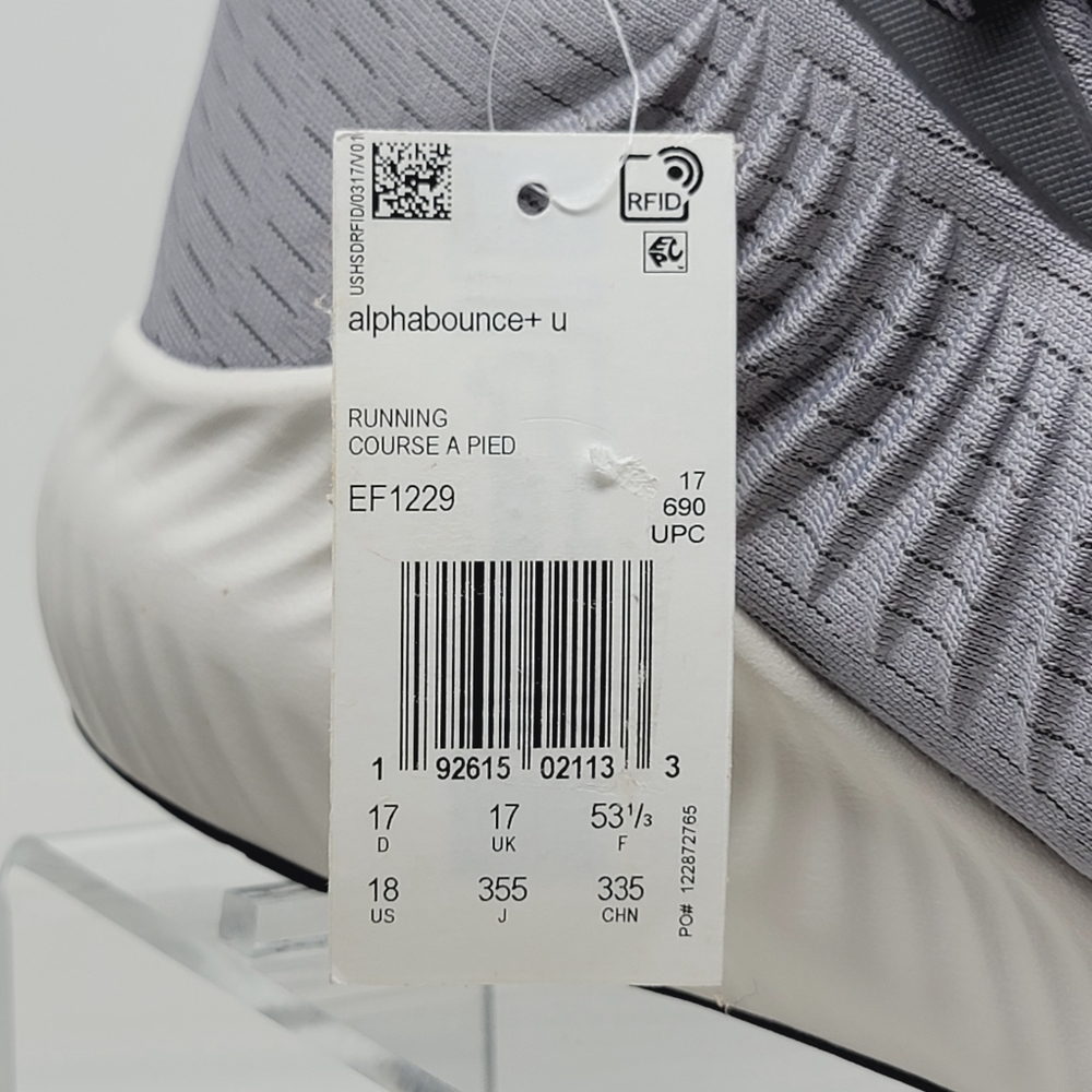 Adidas Alphabounce U Silver Metal EF1229 Running Shoe Sneaker Men's Sz 18 New - Picture 5 of 10